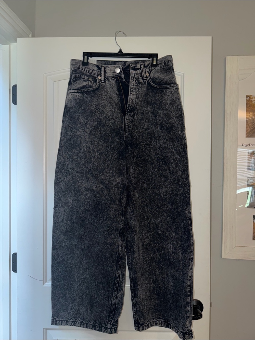 H&M Men's Black Acid-Wash Jeans